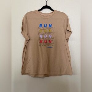 Brooks Running "Run Happy" Graphic Tee - Tan - Women's XL